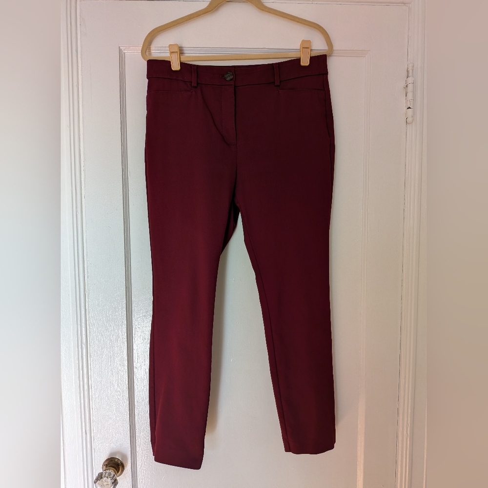 Loft Perfect Skinny Pants Mid-rise Maroon/Burgundy Size 10 EUC